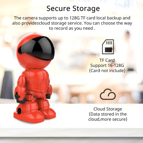 

720P Home Security Wireless Camera, Robot IP Camera WiFi Surveillance Camera Baby Monitor for Baby/Pet Support 360˚ view, Night Vision, 2-Way Audio, Motion Tracking, App Remote Access, Red