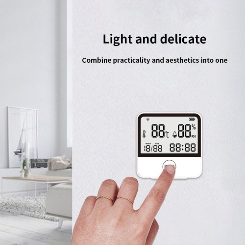 WiFi Temperature Humidity Monitor Smart Temperature & Humidity Sensor Meter with LCD Screen Digital Indoor Hygrometer Thermometer 