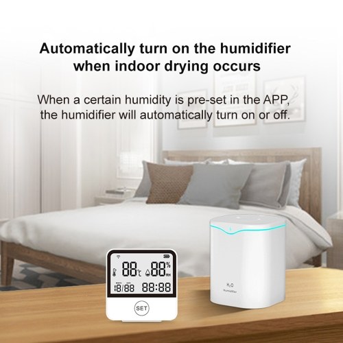 WiFi Temperature Humidity Monitor Smart Temperature & Humidity Sensor Meter with LCD Screen Digital Indoor Hygrometer Thermometer 