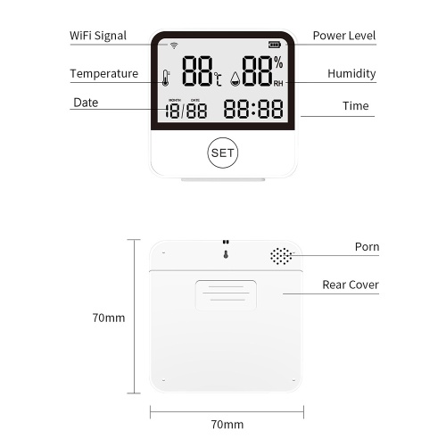 WiFi Temperature Humidity Monitor Smart Temperature & Humidity Sensor Meter with LCD Screen Digital Indoor Hygrometer Thermometer 