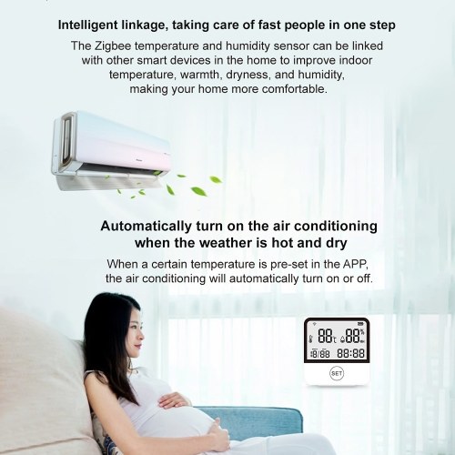 WiFi Temperature Humidity Monitor Smart Temperature & Humidity Sensor Meter with LCD Screen Digital Indoor Hygrometer Thermometer 