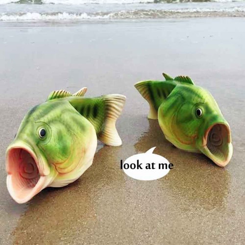 

Fashion Fish Slippers Handmade Personality Fish Sandals Women Children Outdoors Beach Slippers