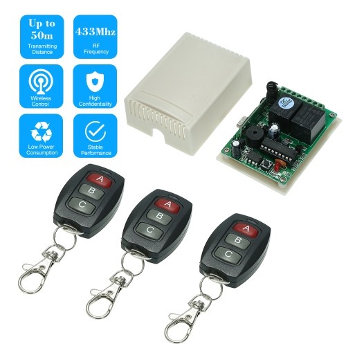 433Mhz DC 12V 2CH Universal 10A Relay Wireless Remote Control Switch