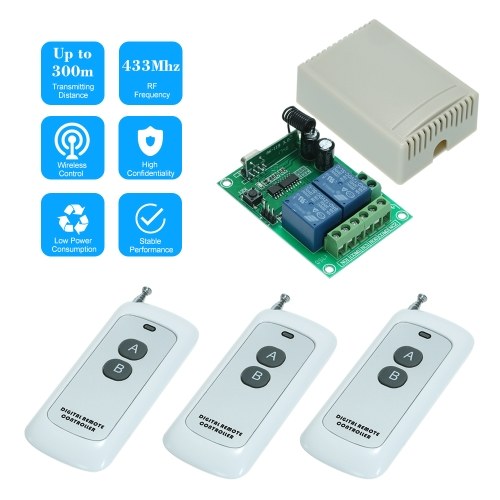 

433MHz DC 12V 2CH Universal 10A Relay Wireless Remote Control Switch