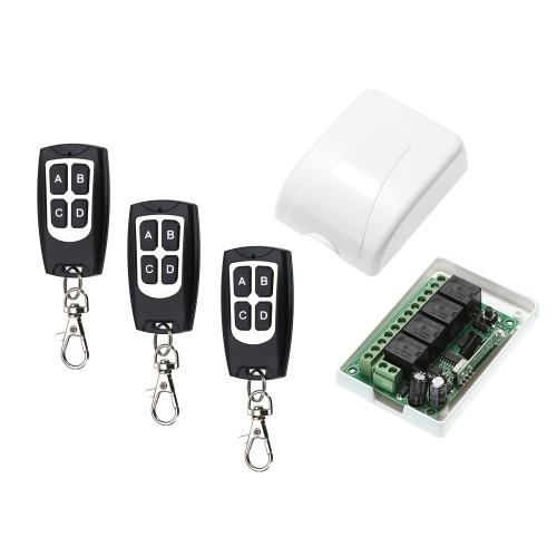 

Wireless Remote Control Switch Receiver Module and 3PCS 4 Key RF 433 Mhz Transmitter Remote Controls