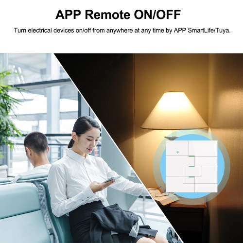 

Wifi Smart Wall Touch Switch 3 Gang Glass Panel Mobile APP Tuya/Touch Control Timer No Hub Required Compatible with Google Home/Nest & Amazon Alexa