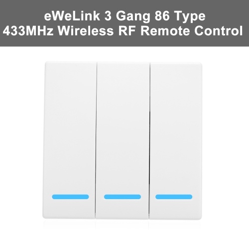 eWeLink Push Button Wall Light Switch Remote Controller 3 Gang 86 Type ON/Off Switch Panel 433MHz Wireless RF Remote Control Transmitter with Stickers Free Position Flexible For Home Living Room Bedroom
