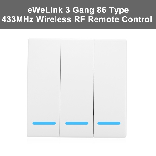 eWeLink Botão Interruptor De Luz De Parede Interruptor De Controle Remoto 3 Gang 86 Tipo ON / Off Switch Painel 433 MHz Transmissor De Controle Remoto Sem Fio RF com Etiquetas Posição Livre Flexível Para Sala De Estar Em Casa Quarto