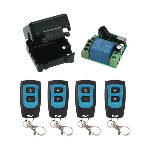 

Wireless Remote Switch Relay Receiver and 4PCS RF Transmitter Remote Controls