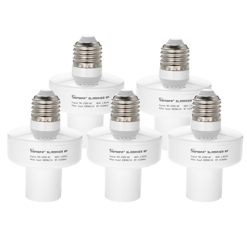 5 PCS SONOFF Slampher ITEAD Suporte À Prova D 'Água Lâmpada Inteligente 433 MHz RF E27 Sem Fio Lâmpada Titular Funciona com Amazon Alexa & para o Google Home / Nest