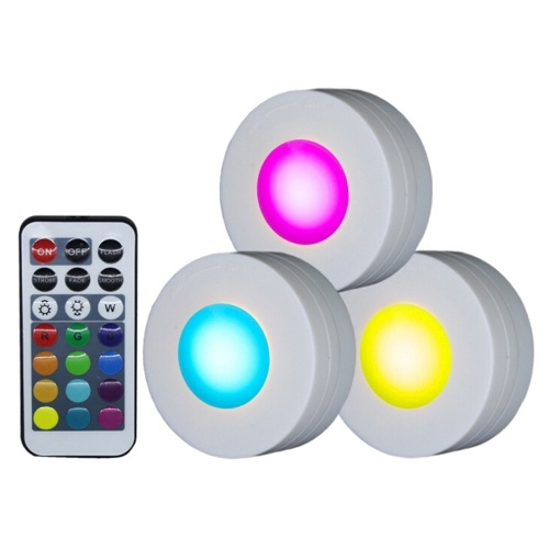 

Colorful LED Under Cabinet Stage Lamp Puck Light with Remote Control