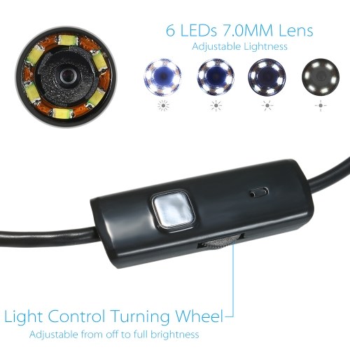 

OWSOO 7MM 6 LED Lens Endoscope -5M