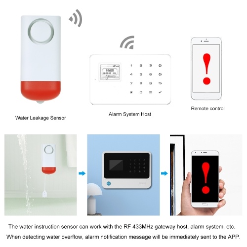 433MHz Wireless Water Leakage Sensor/ Standalone Water Leaks Intrusion Detector