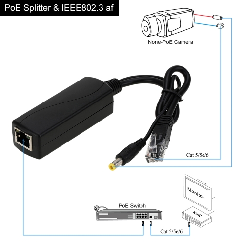 

Активные IEEE802.3af 100 Мбит/с RJ45 POE сплиттер/инжектор/разъем Power over Ethernet с 5,5 * 2.1 мм штекер DC для IP камеры VoIP