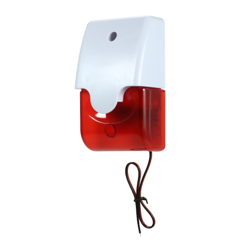 Con cable Sirena Sirena Sonido Strobe Luz Intermitente Rojo 105dB para Seguridad en el Hogar Proteja el Sistema de Alarma