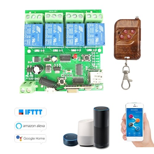 Sonoff 433 Mhz Intelligent Télécommande Sans Fil Commutateur Universel Module 4ch DC 5 V 12 V 32 V Wifi Interrupteur Minuterie Téléphone APP Télécommande Soutien Alexa Google Home Commande Vocale Avec RF433 MHz Télécommande pour Smart Home