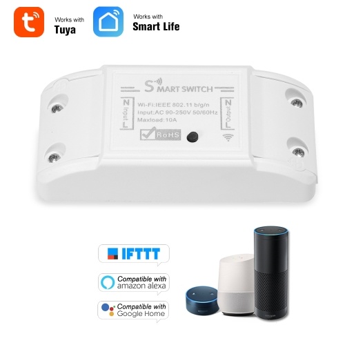 Wifi Smart Switch Compatibel met Amazon Alexa en voor Google Home Timer 10A / 2200W draadloze externe schakelaar