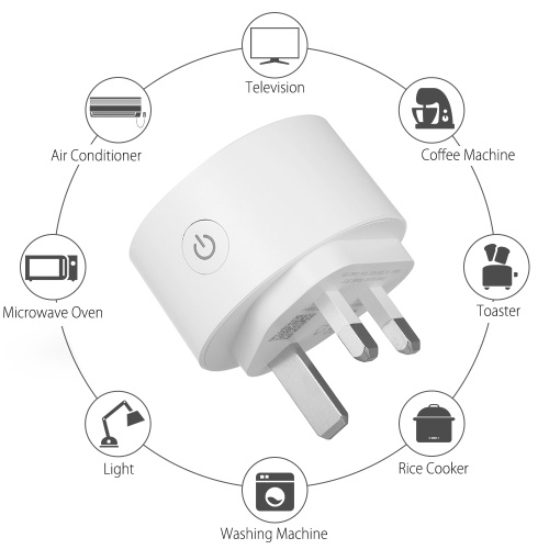 Mini Smart WiFi Socket UK Remote Control by Smart Phone Tuya APP from Anywhere Timing Function, Voice Control Compatible with Amazon Alexa and for Google Home