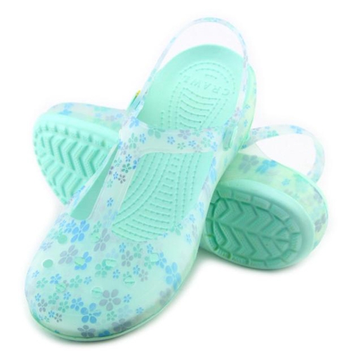 Summer Cool Beach Holes Printing Flowers Shoes Antiskid Causal Women Plastic Jelly Sandals Hollow Walking Slipper Breathable Girls Backstrap