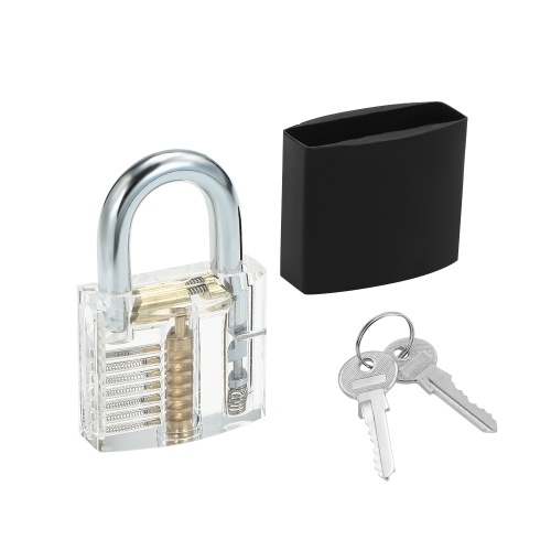 

Locksmith Transparent Locks Pick Visible Cutaway Practice View Padlock Training Skill For Furniture Hardware (With Black Silicone Sleeve)