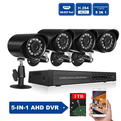 

4CH 1080P Hybrid 5-in-1 DVR CCTV Camera System with 1TB HDD