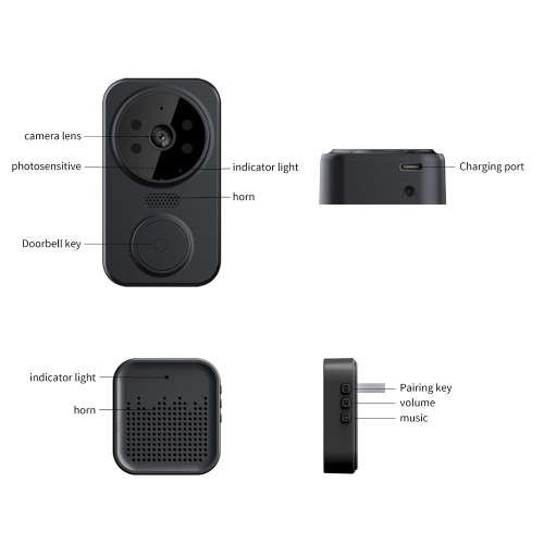 Smart Video Doorbell Wireless HD Camera PIR Motion Detection IR Alarm Security Door Bell Wi-Fi Intercom for Home Apartment 