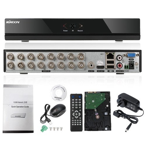 

KKmoon 16CH Channel Full 960H/D1 DVR HVR NVR HD P2P Cloud Network Onvif Digital Video Recorder + 1TB Hard Disk support Plug and Play Android/iOS APP Free CMS Browser View Motion Detection Email Alarm PTZ for CCTV Security Camera Surveillance System