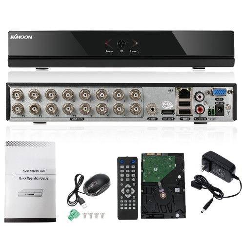 KKmoon 16CH Channel Full 960H / D1 DVR HVR NVR HD P2P Cloud Network Onvif Digital Video Recorder + 1 ТБ жесткий диск Поддержка подключи и играй Android / ОС IOS APP Free CMS Browser Просмотр обнаружения движения сигнал тревоги электронной почты PTZ для CCTV безопасности системы камеры видеонаблюдения