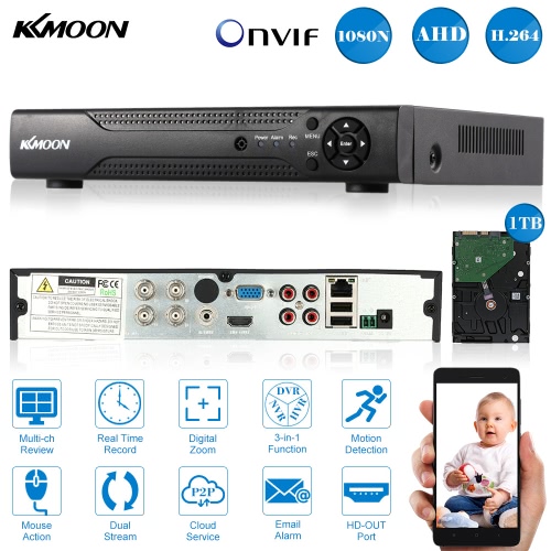 

KKmoon® 4CH Channel Digital Video Recorder+ 1TB Seagate Hard Disk