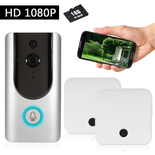 

HD 1080P WiFi Smart Wireless Security Doorbell with 16G TF Card 2 Wireless Doorbell Chime
