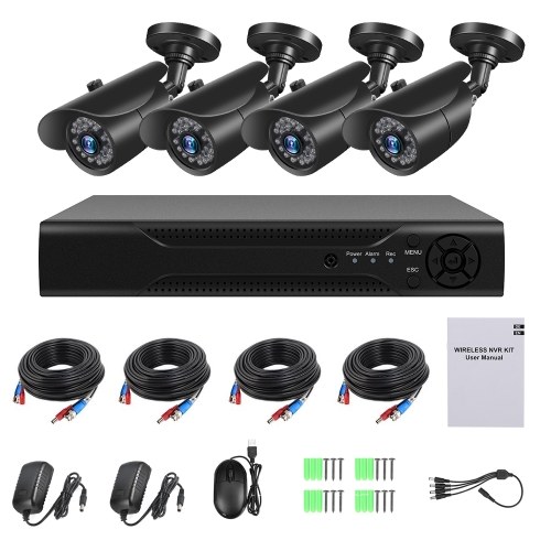 

4 Channel Digital Video Recorder + 4pcs 1080P Cameras with Home Security and Surveillance System Built-in 24pcs IR LED Lights support Remote Viewing and Controlling Support Hard Drive (HARD DRIVE NOT INCLUDED) UK Plug