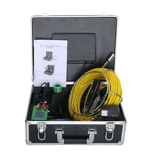 20M 22mm Pipe Inspection Video Camera 7 Inch Monitor with 8GB TF Card DVR Drain Pipe Sewer Inspection Camera System IP68 Waterproof 1000 TVL Camera with 6W LED Lights