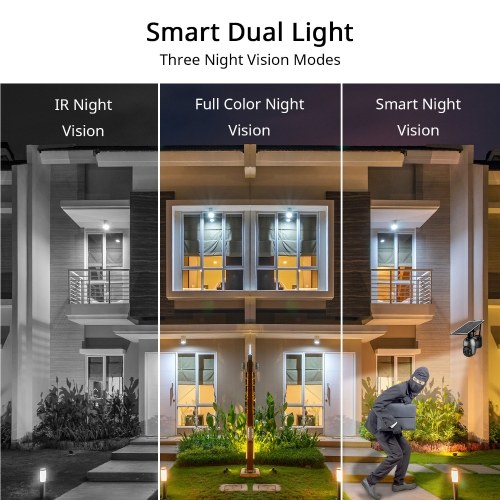 

4MP Wireless Solar Panel Security Camera Outdoor Waterproof Surveillance Camera with Full Color Night Vision Support PIR Human Detection/Two Way Audio/Remote Monitor