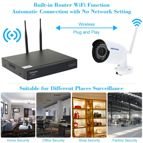 

szsinocam 4CH H.264 Wireless WiFi NVR Kit CCTV Security System with 4pcs HD 720P Surveillance IP Camera