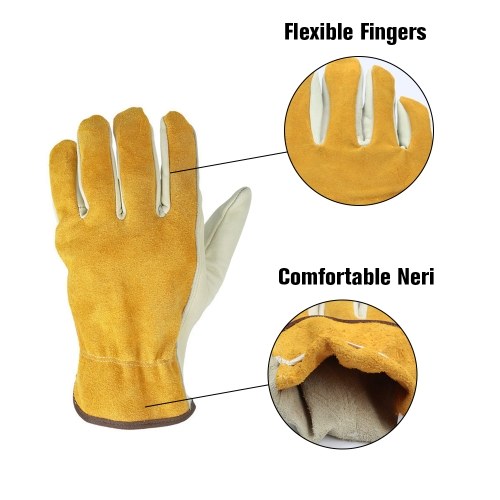 

2pcs/Pack Cowhide Leather Men Working Welding Gloves