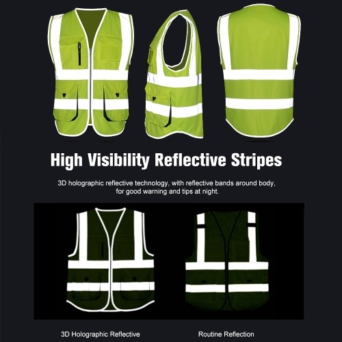 SFVest alta visibilità riflettente gilet di sicurezza giubbotto riflettente multi tasche abbigliamento da lavoro sicurezza abiti da lavoro giorno notte moto ciclismo avviso sicurezza gilet