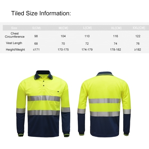 

SFVest Safety Reflective Shirt High Visible Long Sleeve Pocket T-Shirt 2” Silver Reflective Tapes Men's Moisture Wicking Safety Polo Shirt Working Clothes