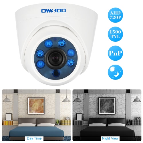 

OWSOO 1500TVL 720P AHD Dome Surveillance Camera 1.0MP 3.6mm 1/4’’ CMOS 6 Array IR LEDS Night Vision IR-CUT Indoor CCTV Security NTSC System