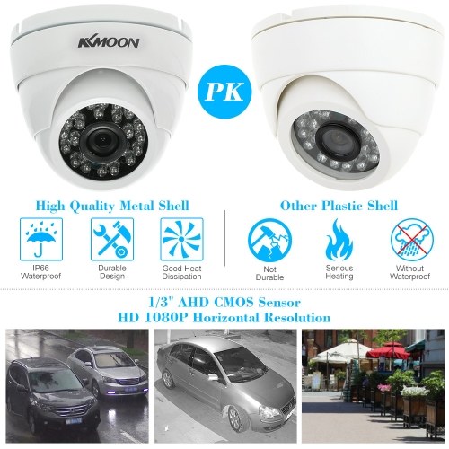 

KKmoon 1080P 2.0MP AHD Dome Surveillance Camera 3.6mm 1/3’’ CMOS 24 IR Lamps Night Vision IR-CUT Waterproof Indoor Outdoor CCTV Security PAL System