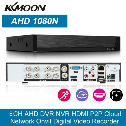 

8CH 1080P Full High Definition Hybrid AHD/ONVIF IP/Analog/TVI/CVI/ DVR CCTV Digital Video Recorder DVR P2P Remote Phone Monitoring for Home office Security Surveillance System kit Camera (NO HDD) EU Plug