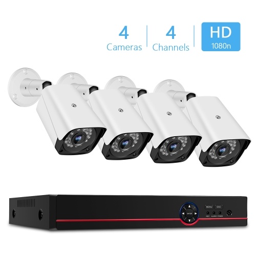 1080n Pro HD + Enregistreur numérique de sécurité vidéo 4CH + Caméras de sécurité analogiques 4pcs (disque dur non inclus), prise UE