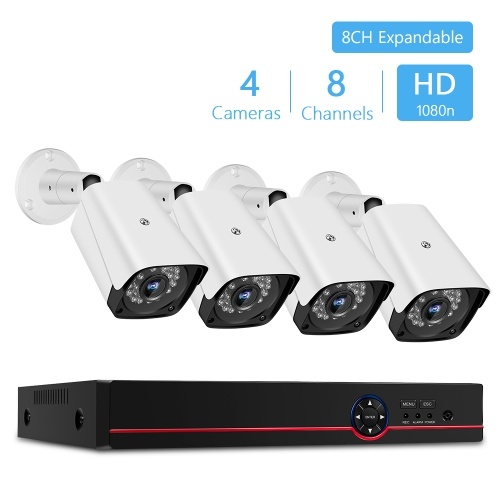 Grabadora digital de seguridad de video 1080n Pro HD + 8CH + 4 cámaras de seguridad analógicas （HDD no incluido Plug Enchufe de la UE