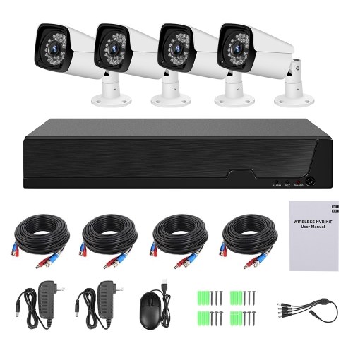 Grabadora digital de seguridad de video 1080n Pro HD + 4CH + 4 piezas de cámaras de seguridad analógicas （HDD no incluido Plug Enchufe de la UE