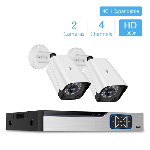 Enregistreur numérique de sécurité vidéo 1080n Pro HD + 4CH + caméras de sécurité analogiques 2pcs (disque dur non inclus), prise UE