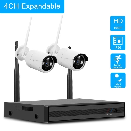 

4CH NVR + 2 pcs1080P Camera Kit Night Vision IP Camera Security and Surveillance System Support Remote Control UK Plug