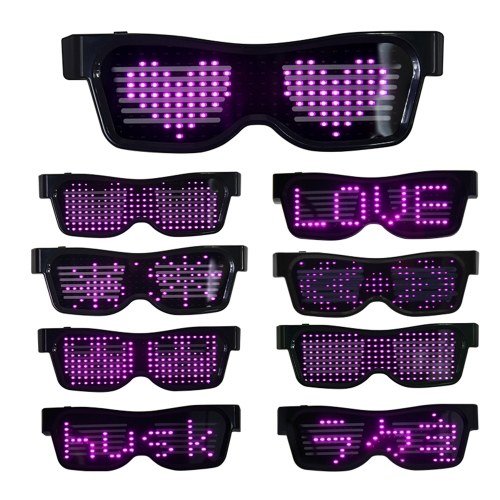 

LED Light up Glasses USB Rechargeable & Wireless with Flashing LED Display Glowing Luminous Glasses for Christmas Party Bars Rave Festival