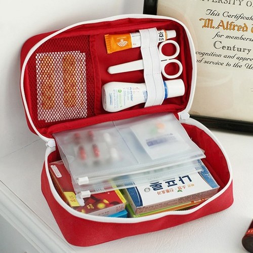 

First Aid Pouch Empty Bag for Home Emergency Travelling Camping Hiking Outdoors with Handle,Red