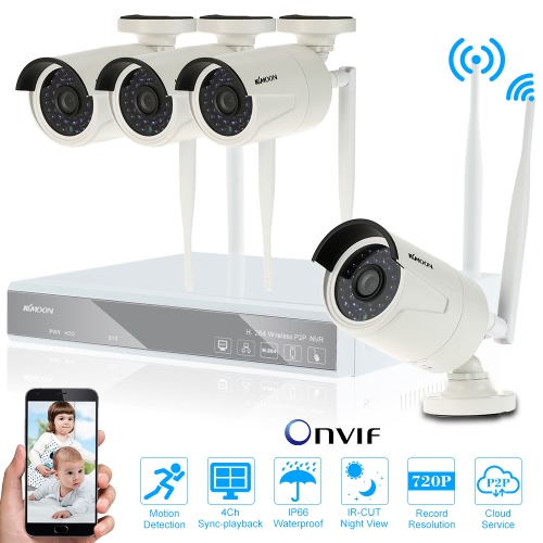 

KKmoon 4CH Channel HD 720P WiFi NVR + 4шт беспроводная беспроводная IP-камера