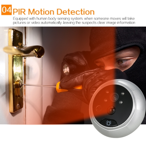 KKmoon 3" LCD 720P Digital Peephole Viewer 160° PIR Door Eye Doorbell Camera
