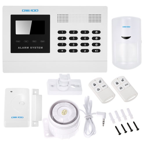 

OWSOO 433MHz Wireless Auto-dial GSM SMS Alarm Security System PIR Motion Sensor LCD Display Wired Siren Door Sensor Phone App Remote Control Home Burglar Security Alarm System